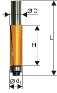Фреза ЭНКОР кромочная прямая с подшипником (хвостовик 12 мм, внешний диаметр (D) 19 мм, раб.высота (Н) 50.8 мм)